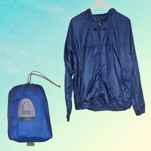 Men's Sierra Designs Jacket Windbreaker Hiking Travel Blue Lightweight Medium M